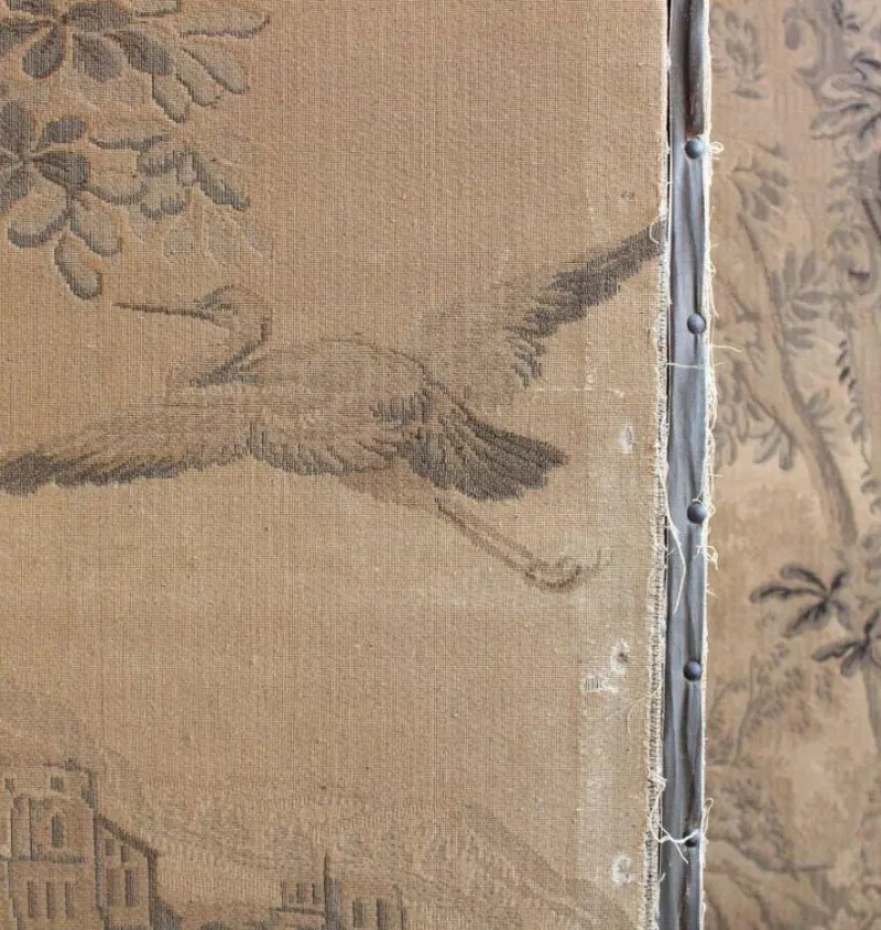 Pamono 4-Panel Room Divider with Embroidered Tapestry, England, Late 1800s> Room Dividers & Screens