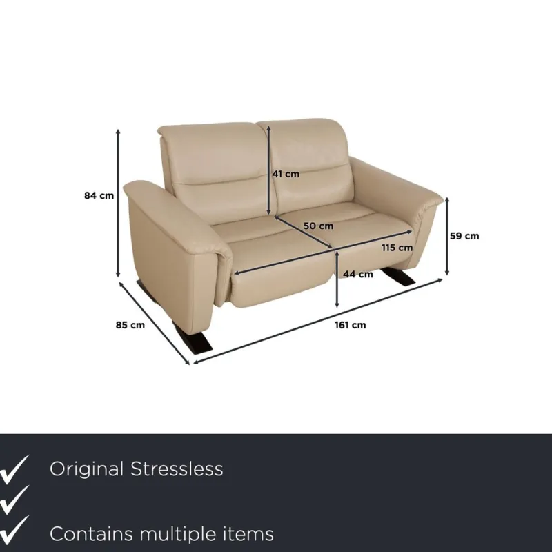 Pamono Panorama 3-Seater and 2-Seater Sofa in Beige Leatherfrom Stressless, Set of 2> Living Room Sets