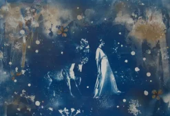 Pamono Parade, Hand-Finished Cyanotype on Paper, Pressed Flowers and Gold Leaf, 2015> Old Masters