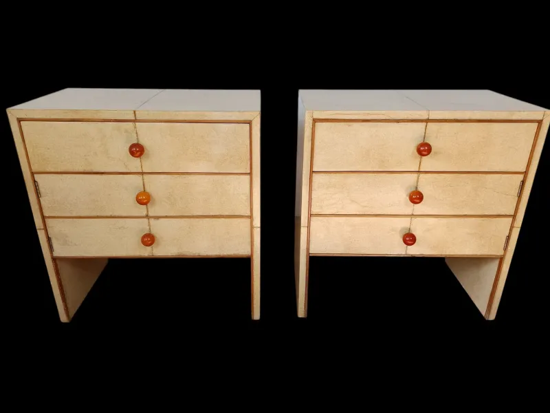 New Pamono Parchment Nightstands, Set of 2