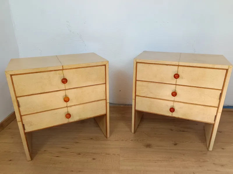 New Pamono Parchment Nightstands, Set of 2