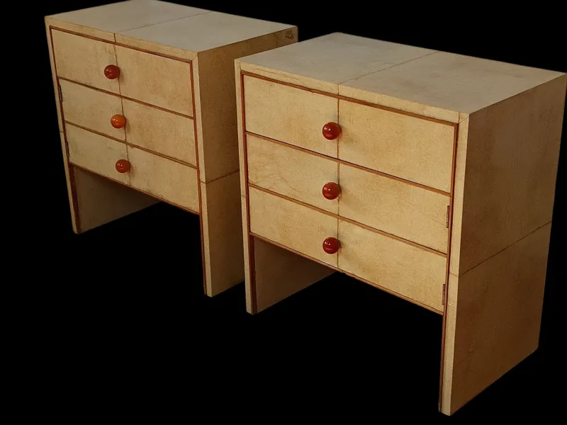 New Pamono Parchment Nightstands, Set of 2