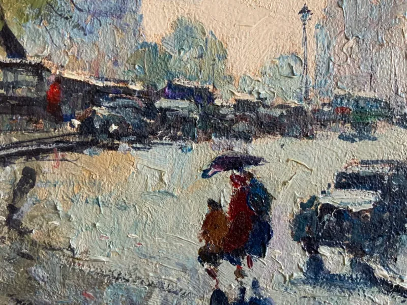 Pamono Paris Cityscape, 1950s, Oil on Canvas, Framed