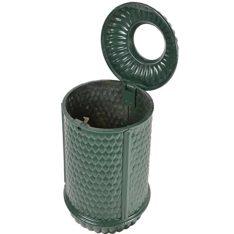 Pamono Parisian Public Trash Can in Green Enameled Cast Iron, 1970s> Garden Accessories