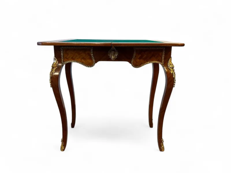 Pamono Parquetry Game Table with Green Felt Top, 1950s> Game Tables