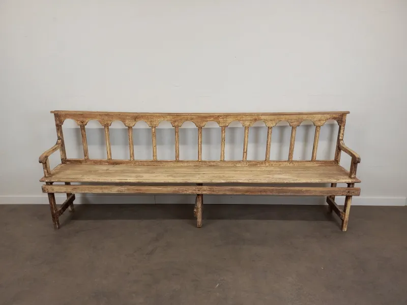 Pamono Patinated Church Bench in Fir> Benches