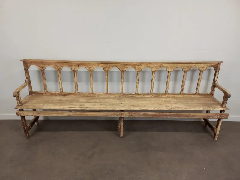 Pamono Patinated Church Bench in Fir> Benches