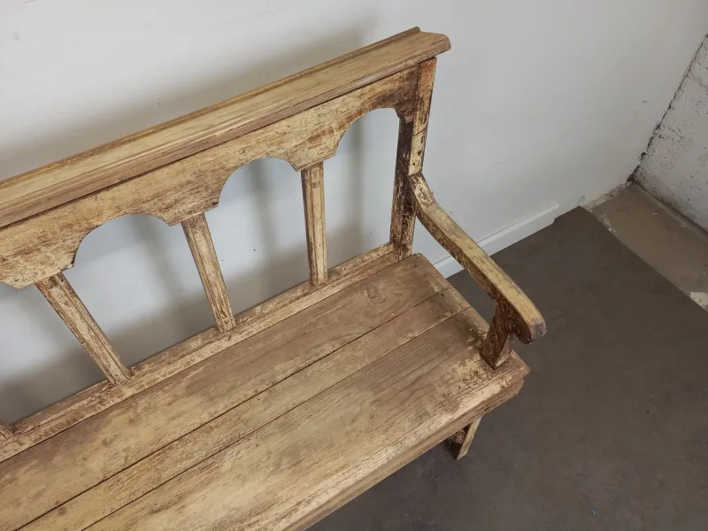 Pamono Patinated Church Bench in Fir> Benches