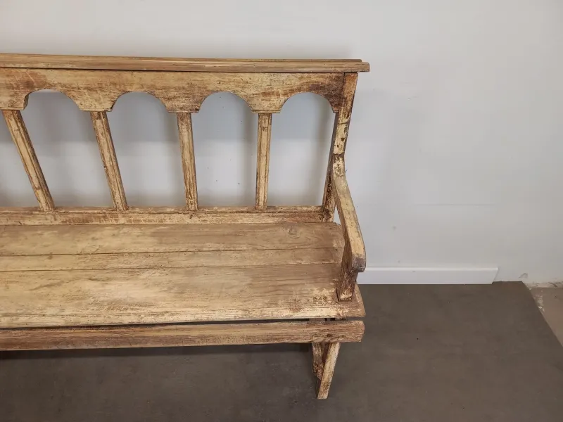 Pamono Patinated Church Bench in Fir> Benches