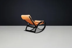 Pamono Patinated Cognac Leather Sgarsul Rocking Chair by Gae Aulenti for Poltronova, 1960s