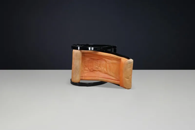 Pamono Patinated Cognac Leather Sgarsul Rocking Chair by Gae Aulenti for Poltronova, 1960s