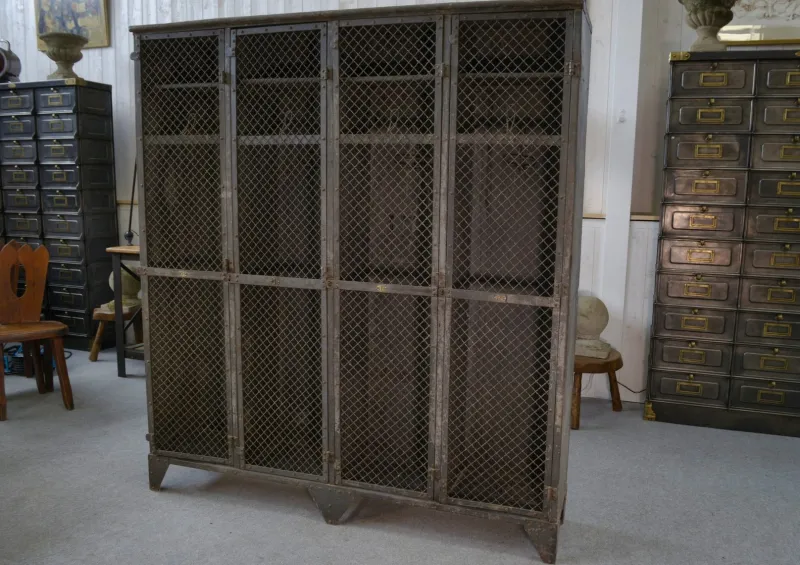 New Pamono Patinated Ghent Locker Cabinet,1930s
