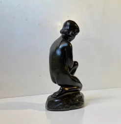 Pamono Patinated Sculpture of Young Woman by E. Borch for Just Andersen, 1930s><noscript><img width=
