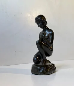 Pamono Patinated Sculpture of Young Woman by E. Borch for Just Andersen, 1930s><noscript><img width=