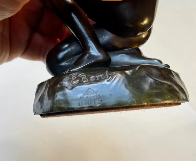 Pamono Patinated Sculpture of Young Woman by E. Borch for Just Andersen, 1930s> Art Deco