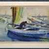 Discount Pamono Paul Delvaux, La Belle Anna, the Port of Cannes, Gouache & Watercolor & Paper, Framed