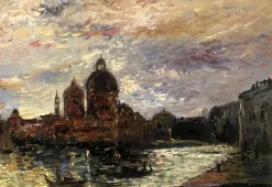 Pamono Paul Flaubert, Sunset in Venice, 1950s, Oil on Panel, Framed><noscript><img width=