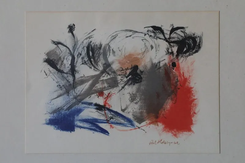 Discount Pamono Paul Holsby, Composition, Color Lithograph, 1962, Framed