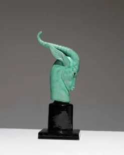 Outlet Pamono Paul Milet, Antelope Head Sculpture, 1930s, Porcelain