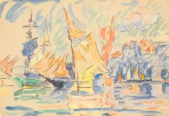 Sale Pamono Paul Signac, Saint Tropez, Original Watercolor Drawing, 1900s
