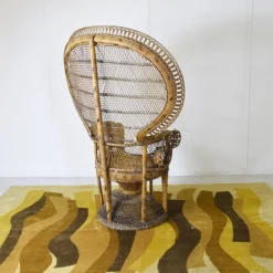 Pamono Peacock Chair in Rattan and Wicker, 1974><noscript><img width=