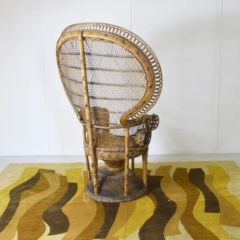 Pamono Peacock Chair in Rattan and Wicker, 1974> Garden Seating