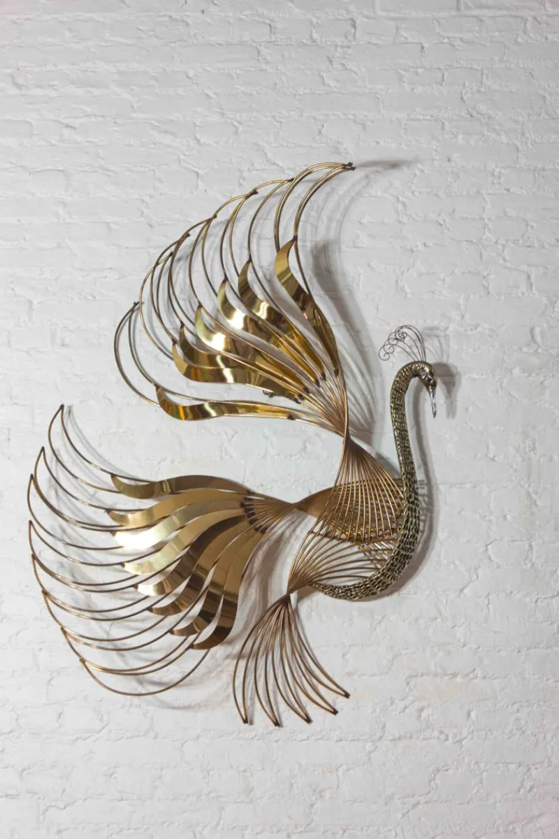 Pamono Peacock Wall Sculpture in Brass by Curtis Jere, 1980s> Wall Decor