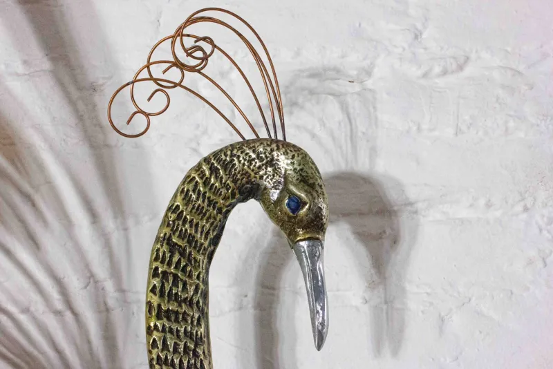 Pamono Peacock Wall Sculpture in Brass by Curtis Jere, 1980s> Wall Decor