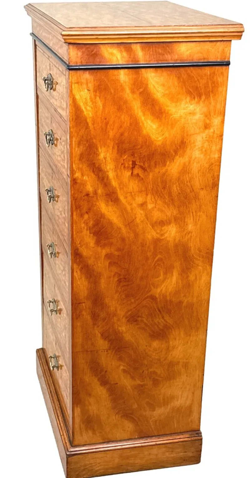 Pamono Pedestal Chest of Drawers in Satinwood, 1880> Dressers, Commodes & Chests