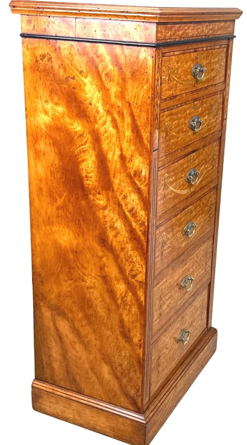 Pamono Pedestal Chest of Drawers in Satinwood, 1880> Dressers, Commodes & Chests