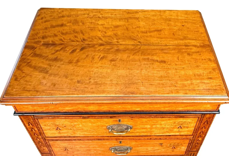 Pamono Pedestal Chest of Drawers in Satinwood, 1880> Dressers, Commodes & Chests