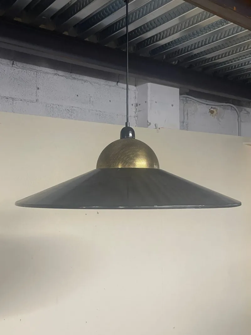 Pamono Pendant in Brass and Enameled Metal, 1970s> Ceiling Lights