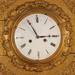 Pamono Pendulum Wall Clock in Wood & Gilt Metal> Clocks