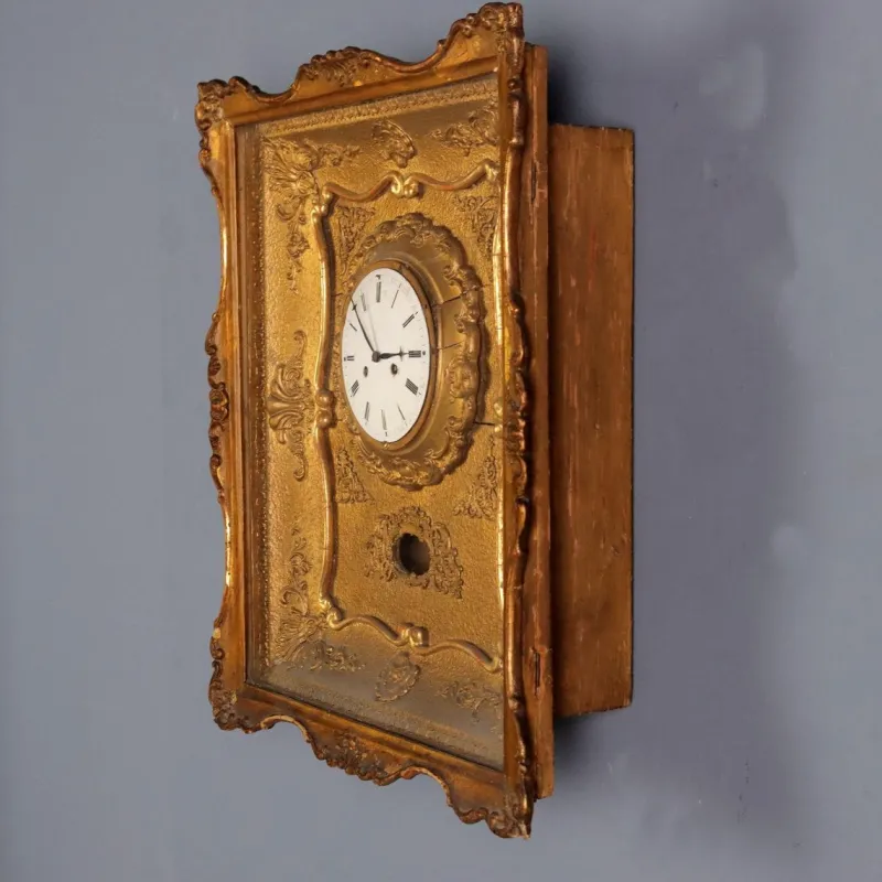 Pamono Pendulum Wall Clock in Wood & Gilt Metal> Clocks