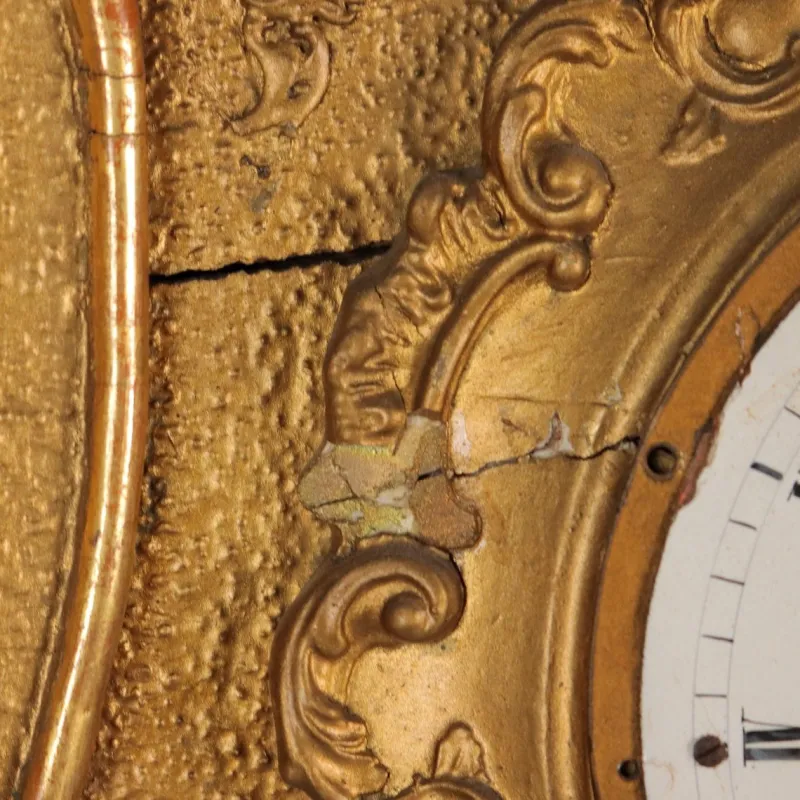 Pamono Pendulum Wall Clock in Wood & Gilt Metal> Clocks