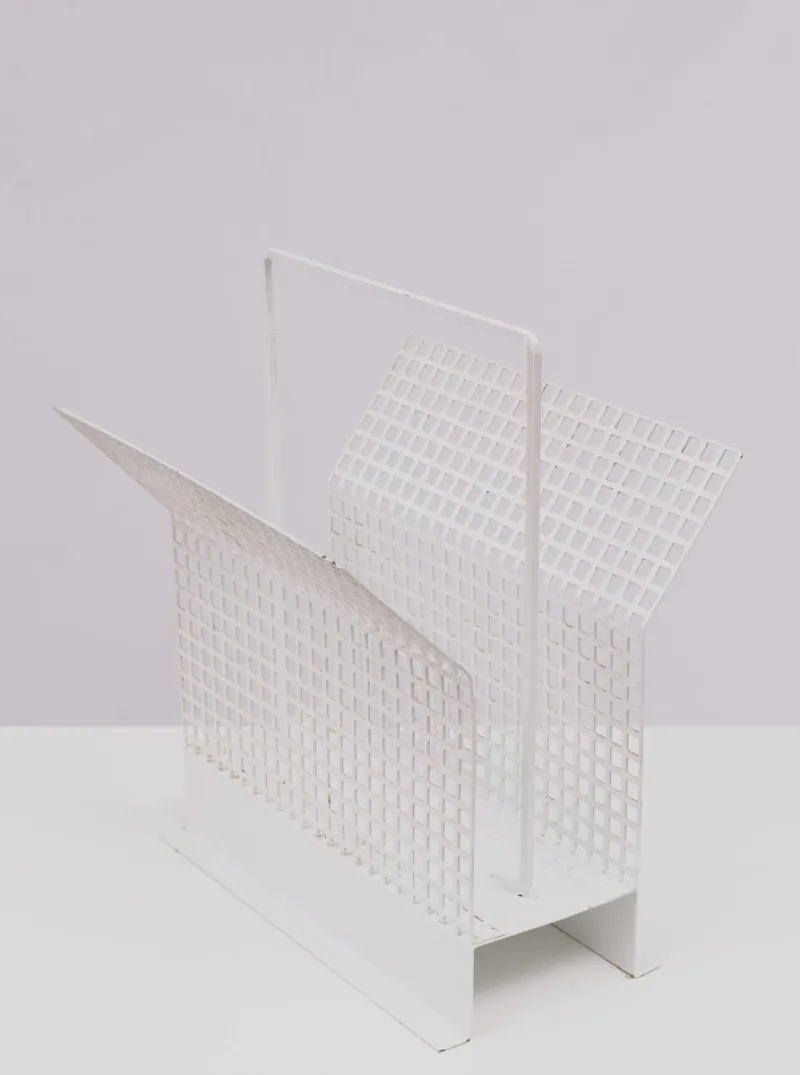 New Pamono Perforated Metal Newspaper Rack, France, 1965
