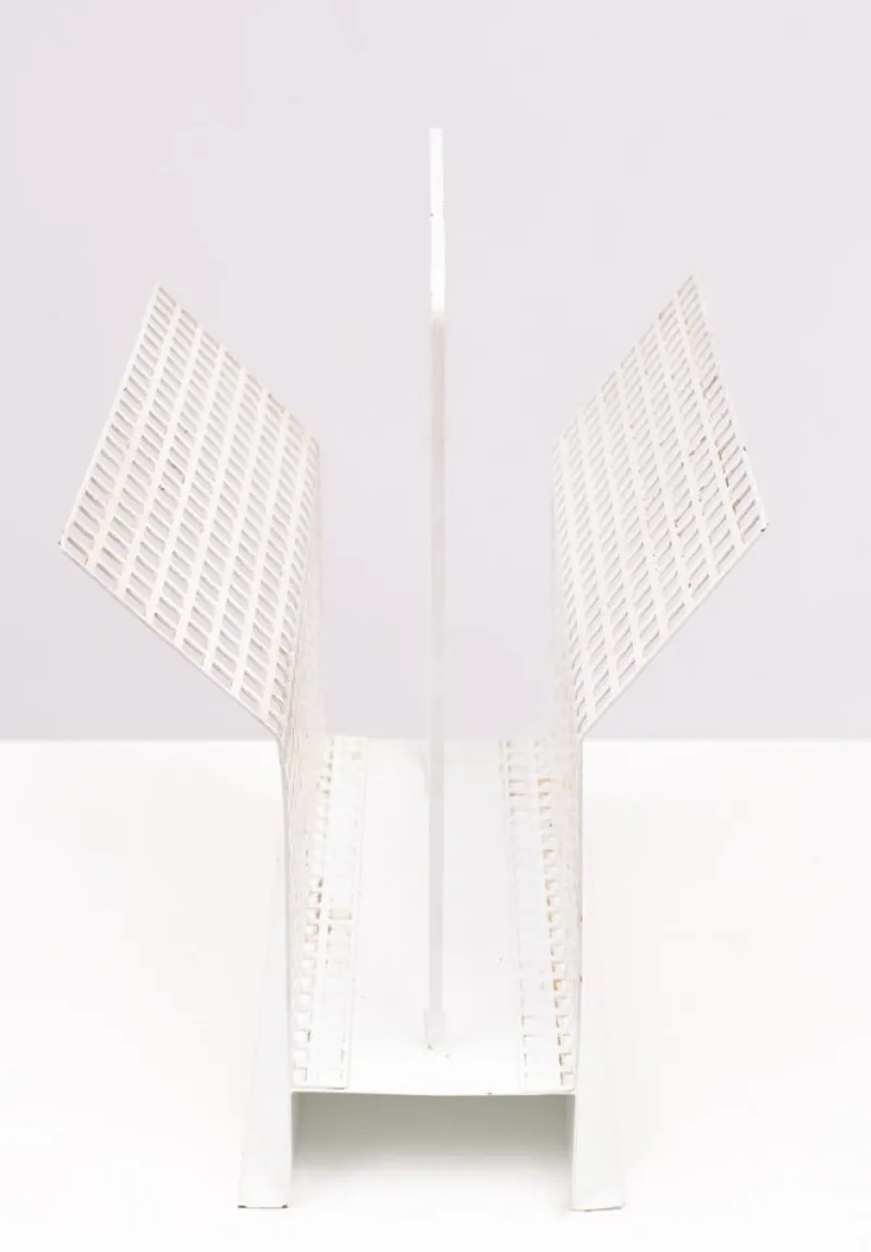 New Pamono Perforated Metal Newspaper Rack, France, 1965