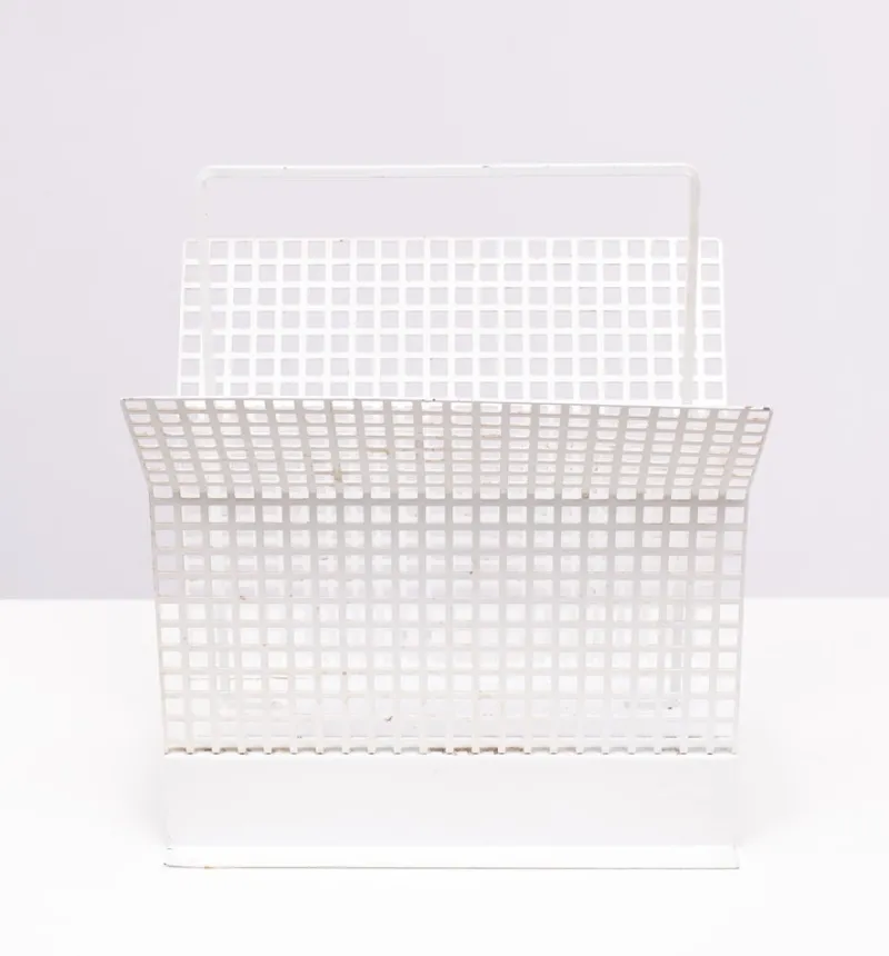 New Pamono Perforated Metal Newspaper Rack, France, 1965
