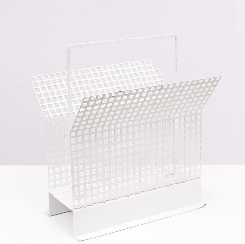 New Pamono Perforated Metal Newspaper Rack, France, 1965
