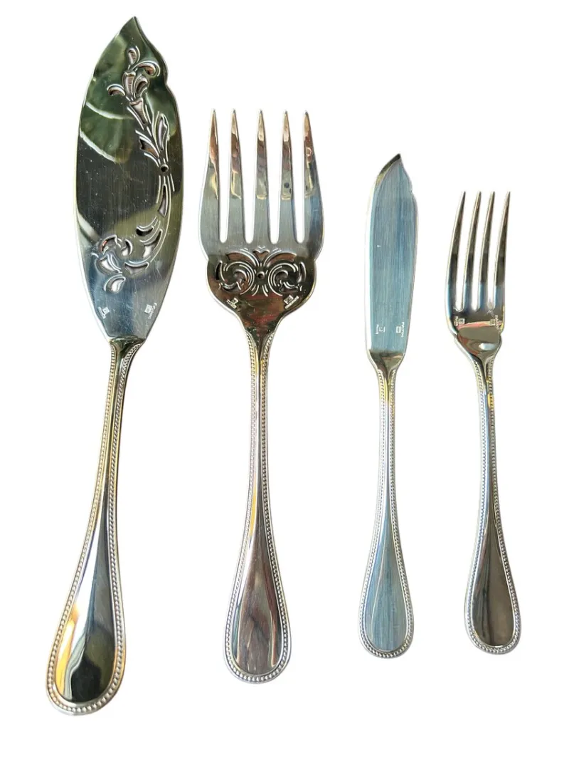 Sale Pamono Perles Fish Cutlery Service for 6 from Christofle, Set of 14