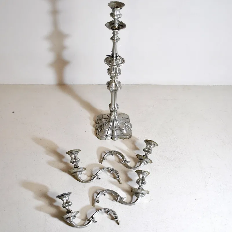 Pamono Pewter 5-Arm Candleholder, 1940s