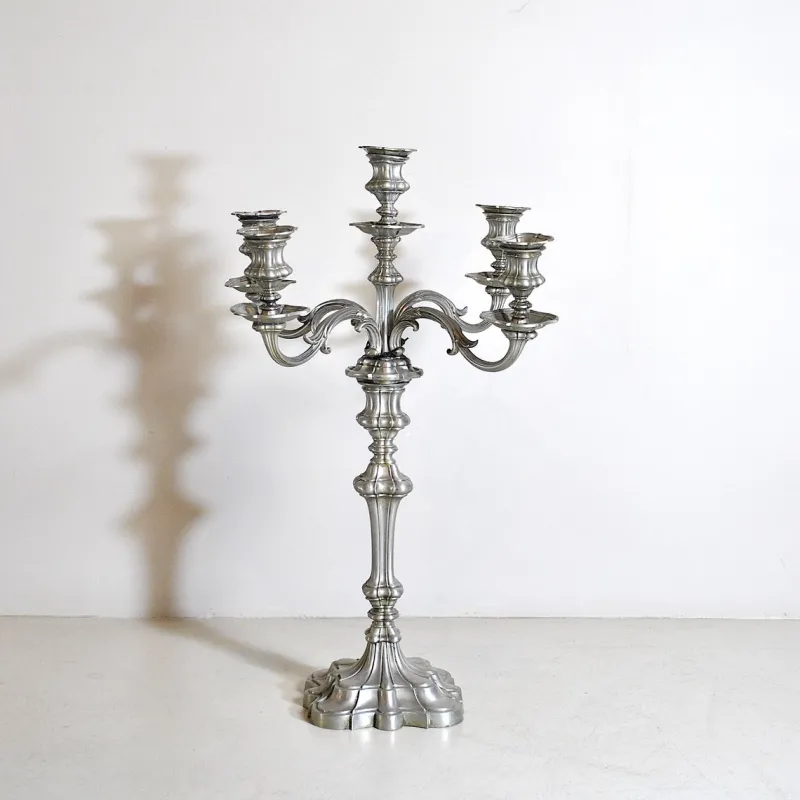 Pamono Pewter 5-Arm Candleholder, 1940s
