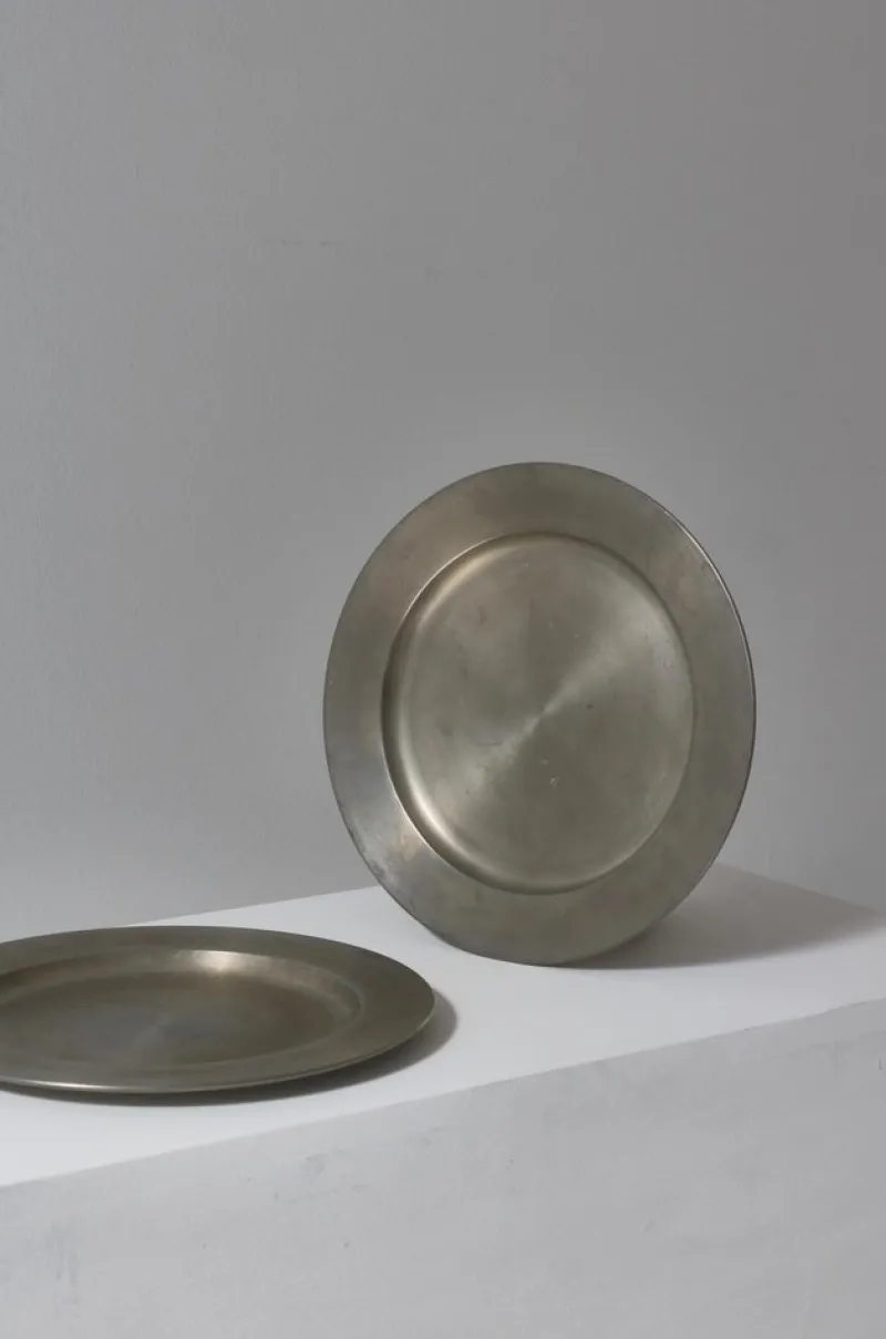 Pamono Pewter Charger Plates from Svenskt Tenn, Sweden, 1950s, Set of 6> Dinner Plates & Bowls