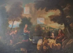 Pamono Philipp Peter Roos, Flight Into Egypt, 1680, Oil on Canvas><noscript><img width=