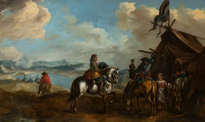 Hot Pamono Philips Wouwerman, Dutch Landscape, 1660, Oil on Panel