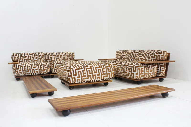 Pamono Pianura Sofa Set by Mario Bellini for Cassina, 1970s, Set of 10> Living Room Sets