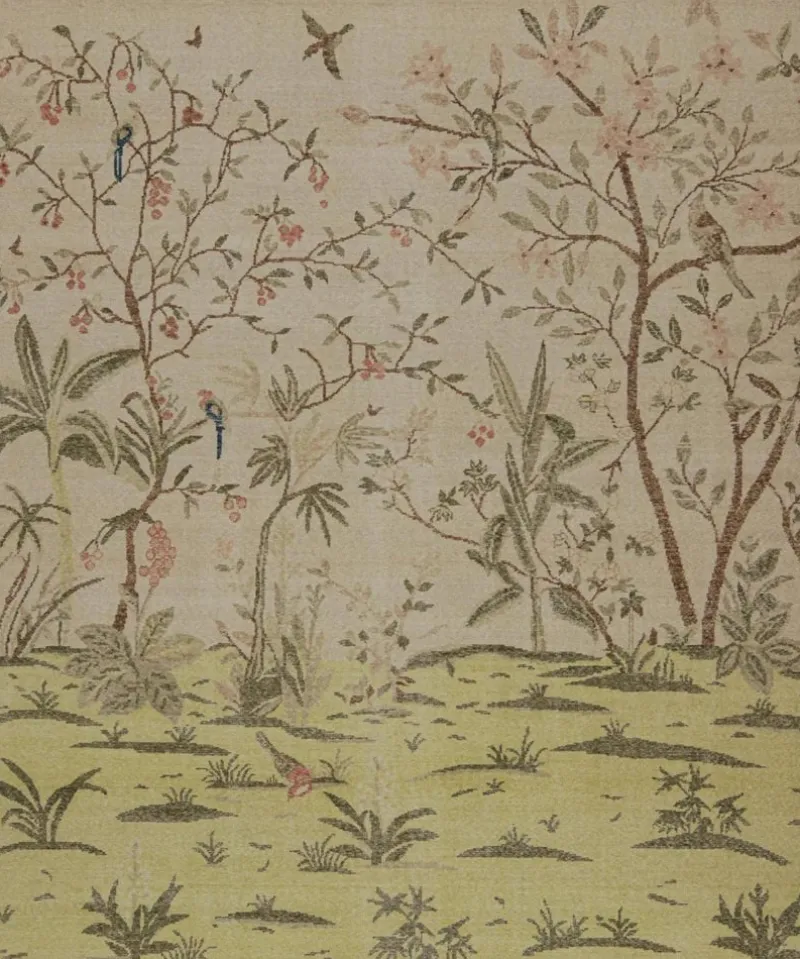 Sale Pamono Pictorial Rug in Green and Taupe from R&K Principal Jahanshah Nazmiyal