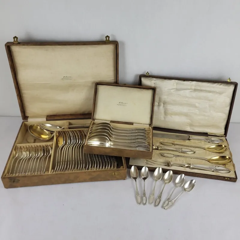 Sale Pamono 61-Piece Cutlery Set in Silver-Plated Metal from Maison Ercuis, Set of 61