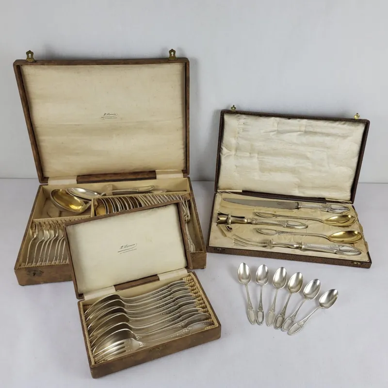 Sale Pamono 61-Piece Cutlery Set in Silver-Plated Metal from Maison Ercuis, Set of 61