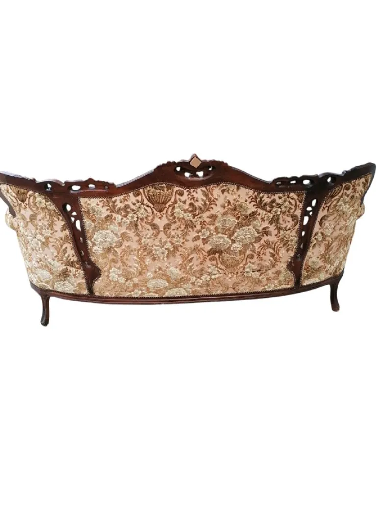 Hot Pamono Piedmontese Baroque Style Sofa and Armchairs in Hand-Carved Wood and Damask Velvet, 1950s, Set of 3